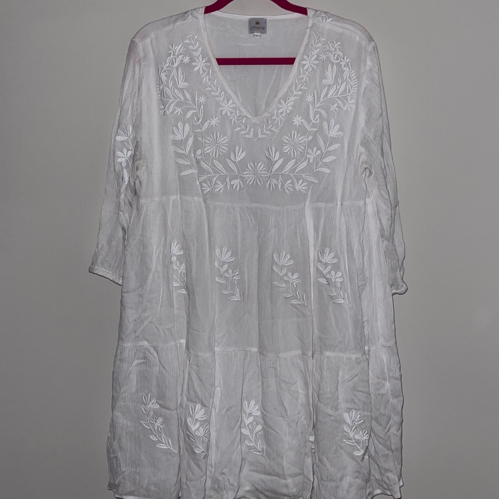 J.Marie white floral sundress minidress - size Large - bridal / graduation